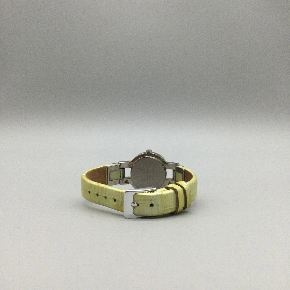 Pulsar Womens Watch 25mm Silver Tone Yellow Leather V400-1090 New Battery